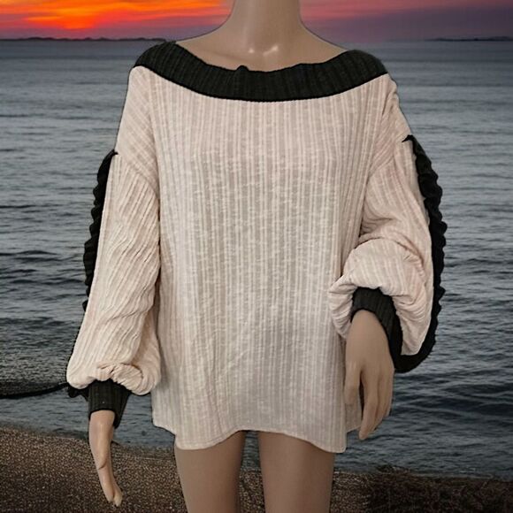 Blue Buttercup Oversized Chenille Top S Relaxed Coquette Romantic Balloon Sleeve - Picture 16 of 16